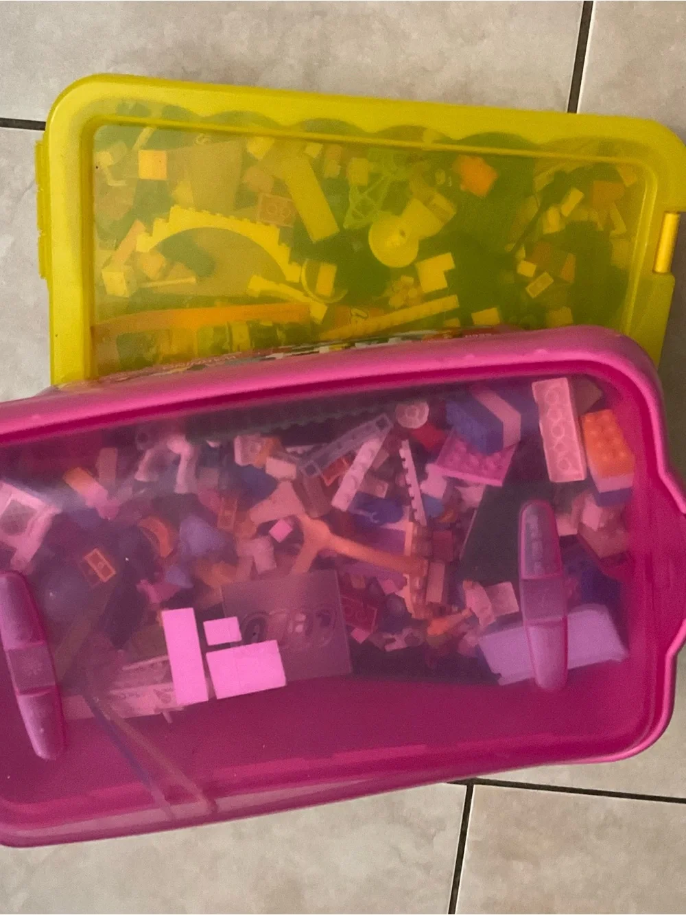 Lego Pink Storage Tub with Multi-Color Bricks